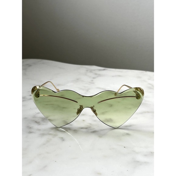 NEW Loewe LW40082U Gold Green Heart Rimless Sunglasses - Picture 7 of 9